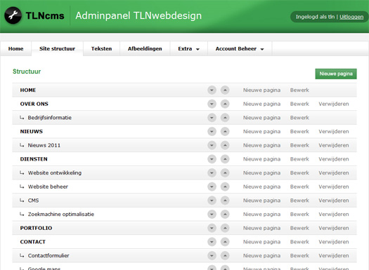 CMS - Pagina beheer